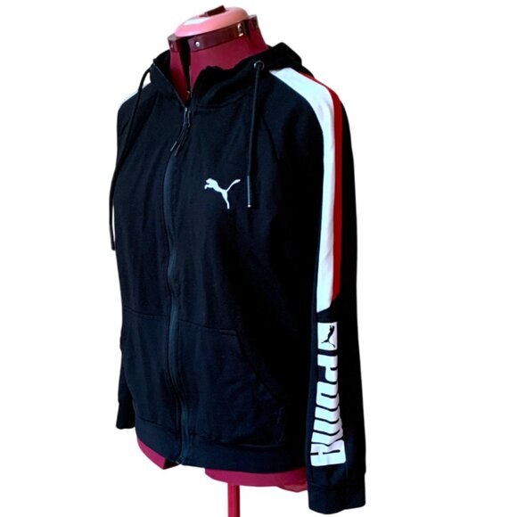 PUMA - Training full-zip track Jacket - Black, White and Red Stripes - Boys XL - Picture 2 of 15